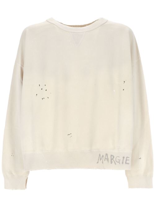 Felpa con stampa del logo in cotone bianco Maison Margiela | S50GU0214S25570102